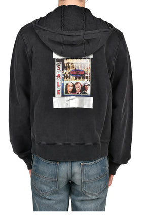 HOODED ZIP CREW / BLK WASHED BLK