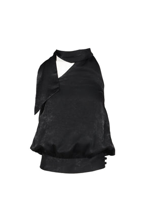 WRAP SCARF BLOUSE / BLK