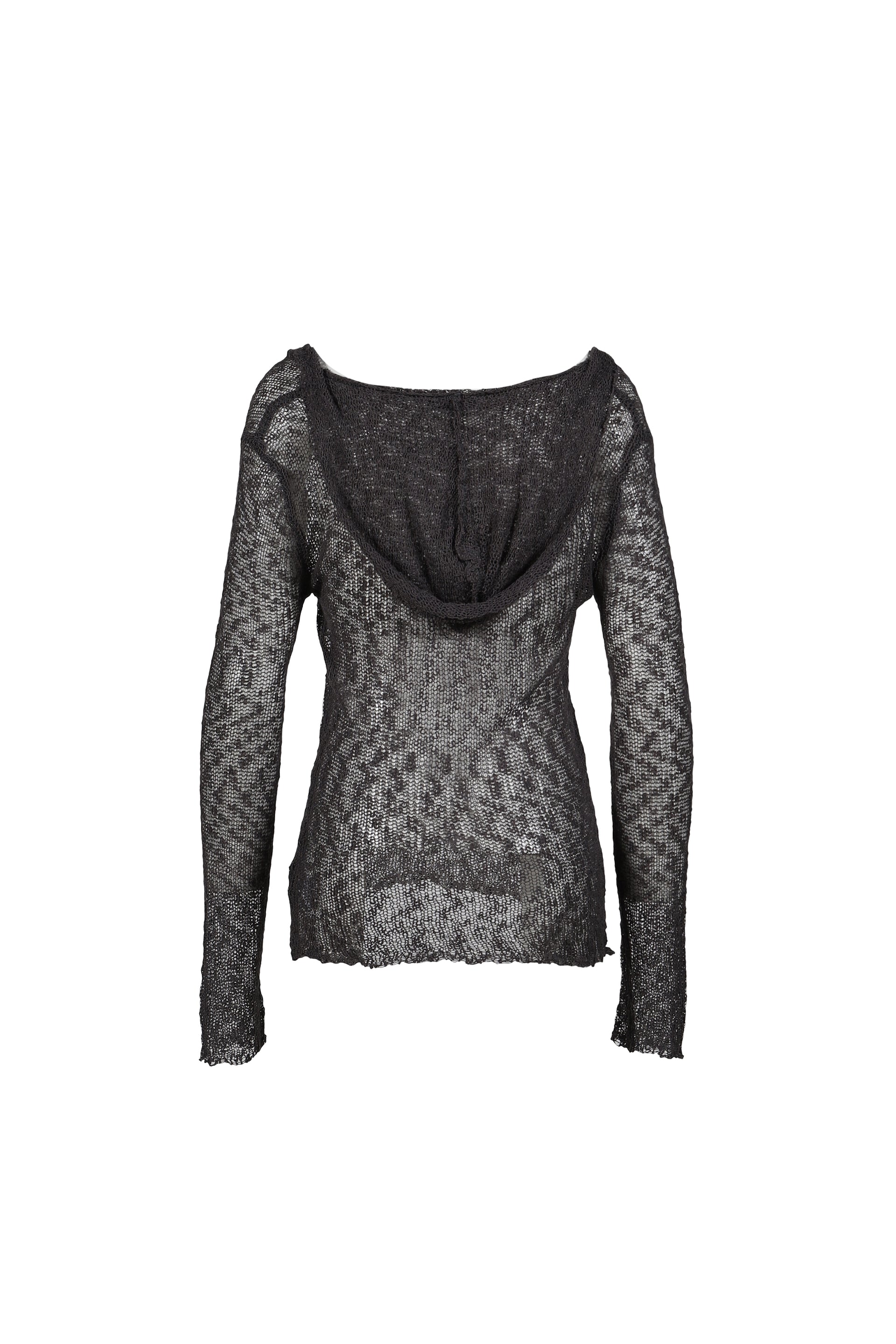 NAIA LOOSE KNIT HOODED TOP - CHARCOAL / GRY