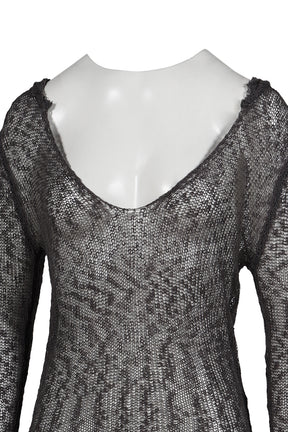 NAIA LOOSE KNIT HOODED TOP - CHARCOAL / GRY