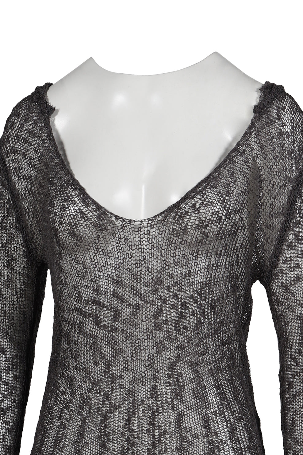 NAIA LOOSE KNIT HOODED TOP - CHARCOAL / GRY