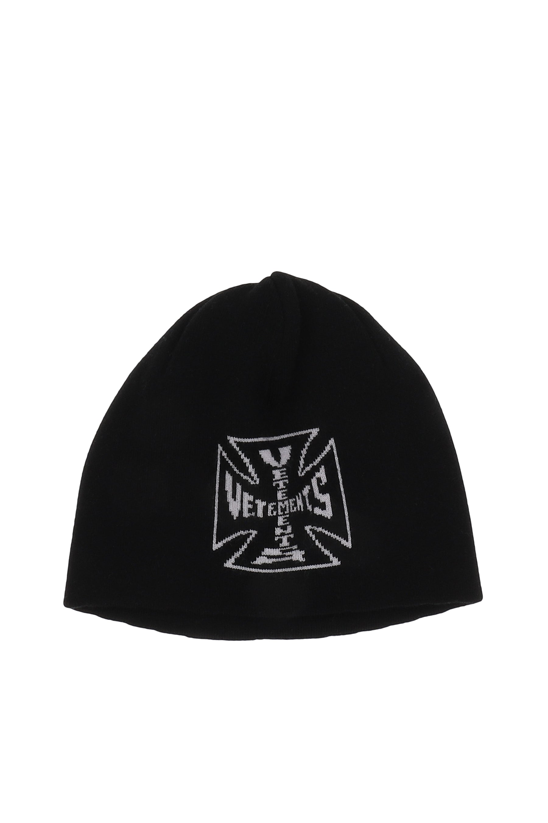 BIKER CROSS LOGO BEANIE / BLK
