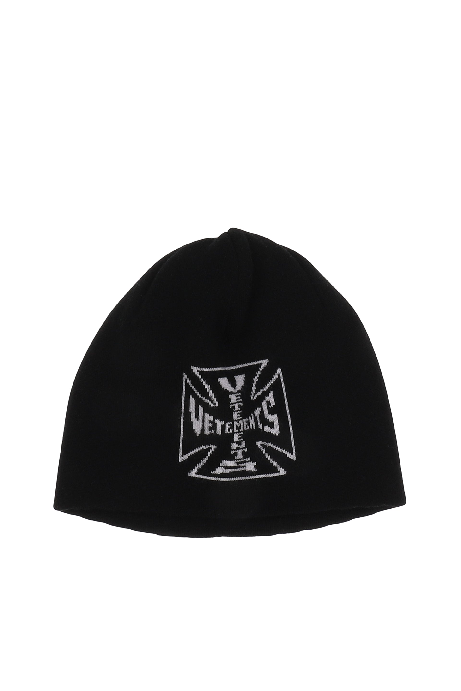BIKER CROSS LOGO BEANIE / BLK