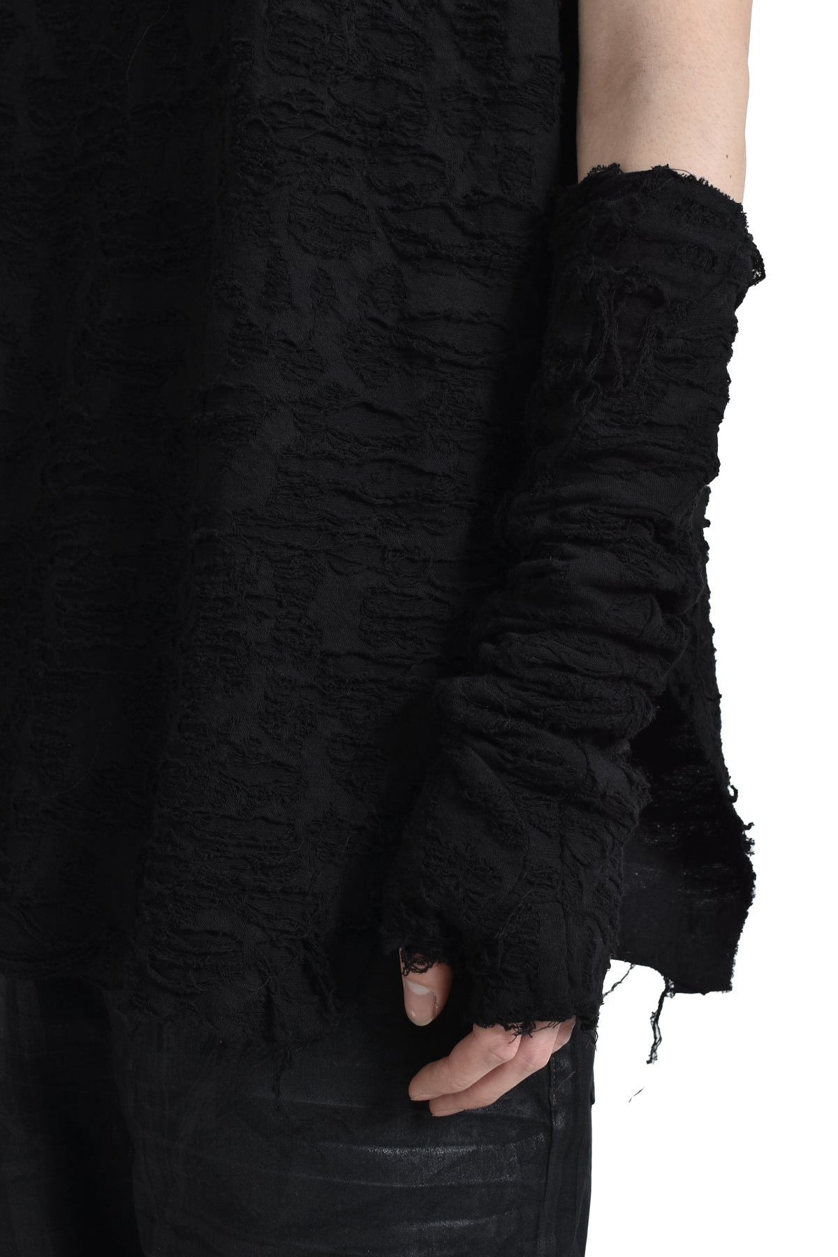 COTTON DAMAGE JACQUARD GLOVE / BLK