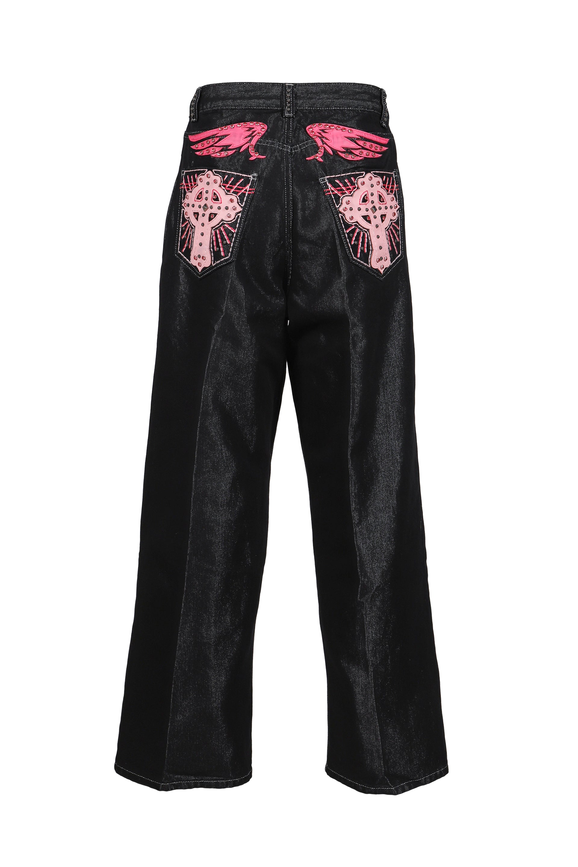 PINK APPLIQUE CROSS XL COLOSSUS JEANS / IND