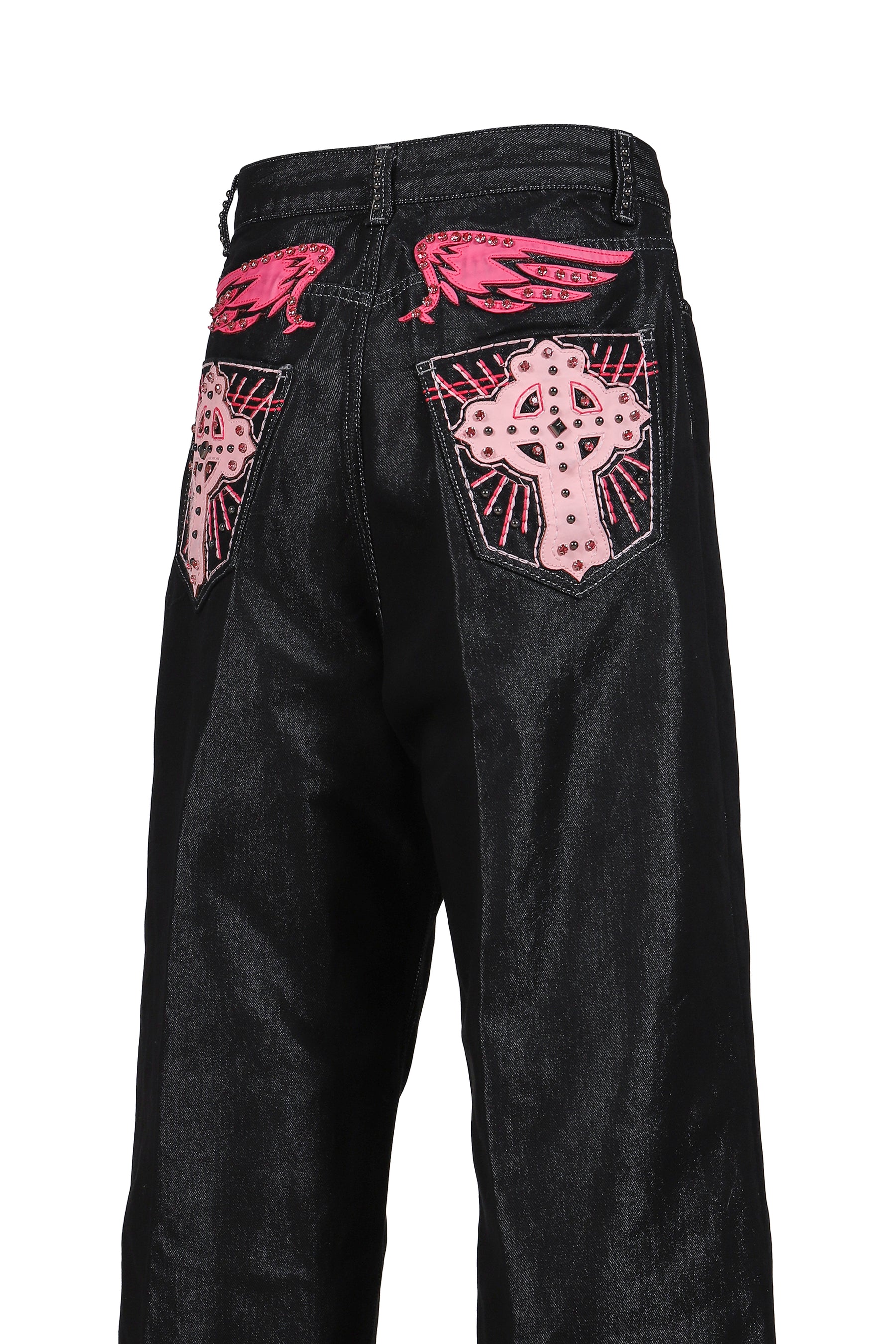 PINK APPLIQUE CROSS XL COLOSSUS JEANS / IND