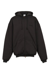 PUFFED OVERSIZED ZIP-UP HOODIE / WASHED BLK 