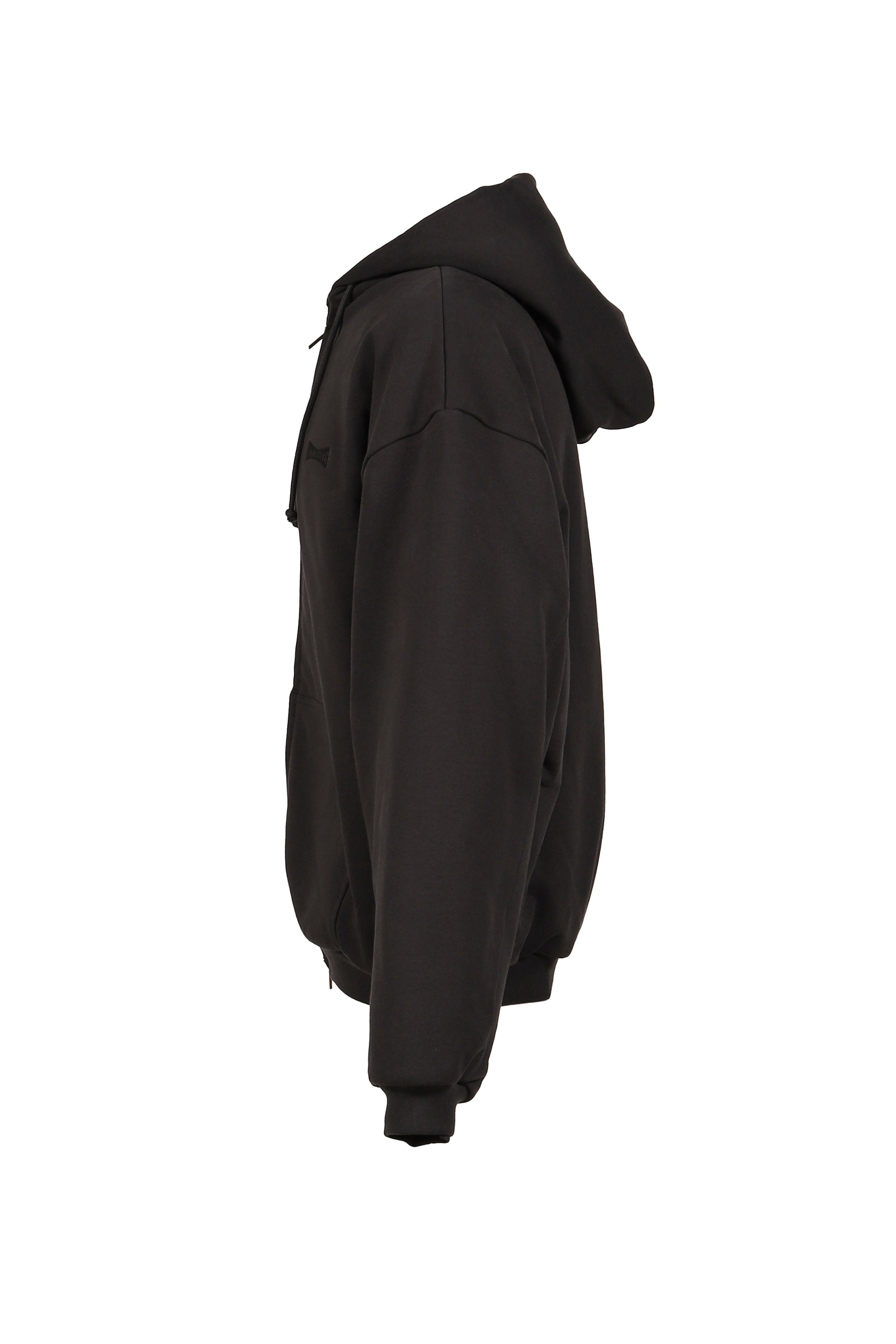 PUFFED OVERSIZED ZIP-UP HOODIE / WASHED BLK 