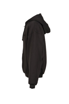 PUFFED OVERSIZED ZIP-UP HOODIE / WASHED BLK 