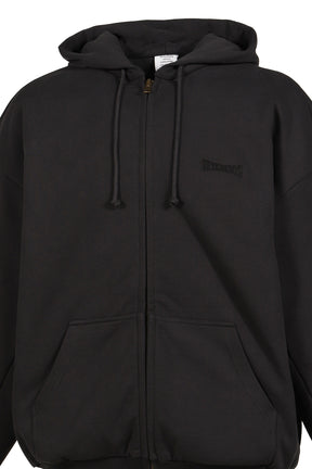 PUFFED OVERSIZED ZIP-UP HOODIE / WASHED BLK 