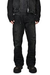 DIRTY DOUBLE KNEE FLARE / FADED BLK