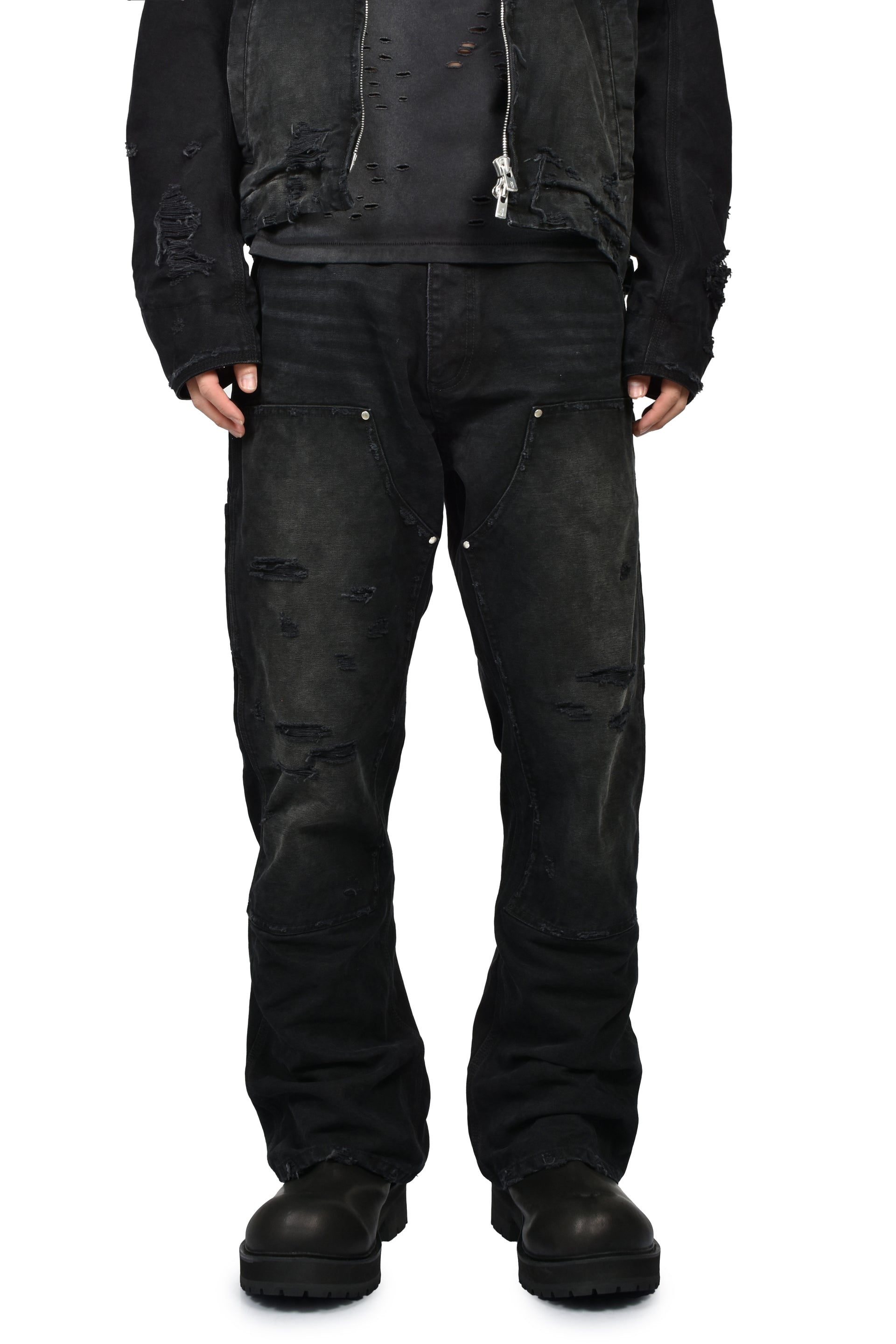 DIRTY DOUBLE KNEE FLARE / FADED BLK
