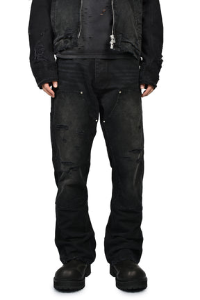 DIRTY DOUBLE KNEE FLARE / FADED BLK