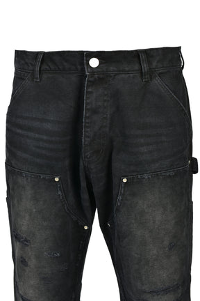DIRTY DOUBLE KNEE FLARE / FADED BLK