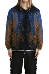 HAIRY GRADIENT SWEATER / BLK CAMEL BLU