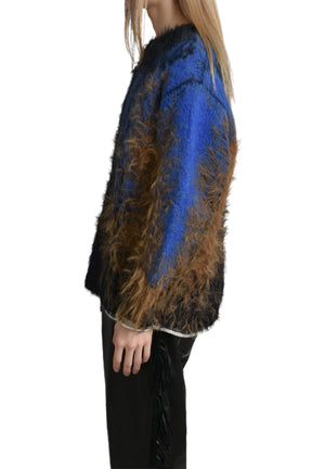 HAIRY GRADIENT SWEATER / BLK CAMEL BLU