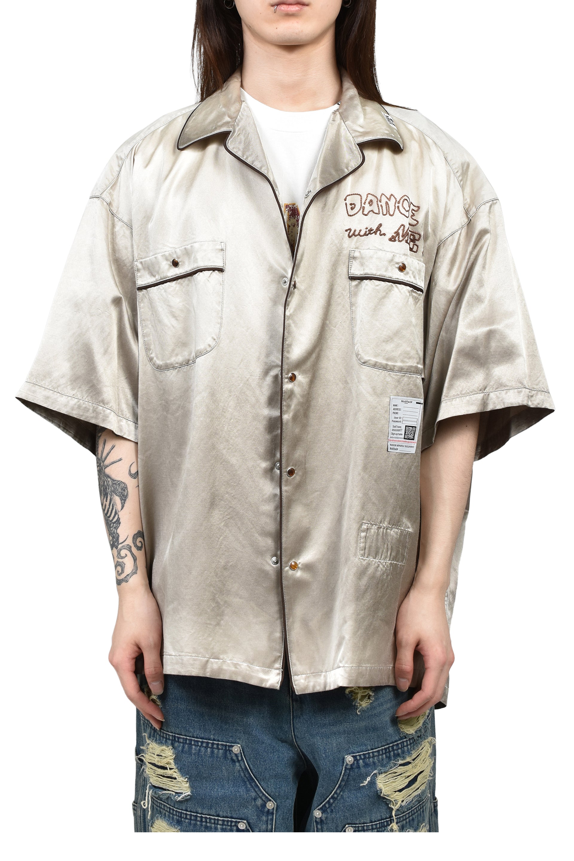 SUN FADE H/S SATIN SHIRTS / BEI