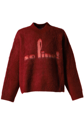 BRUSHED MOHAIR V-NECK JUMPER / RED BUR RED