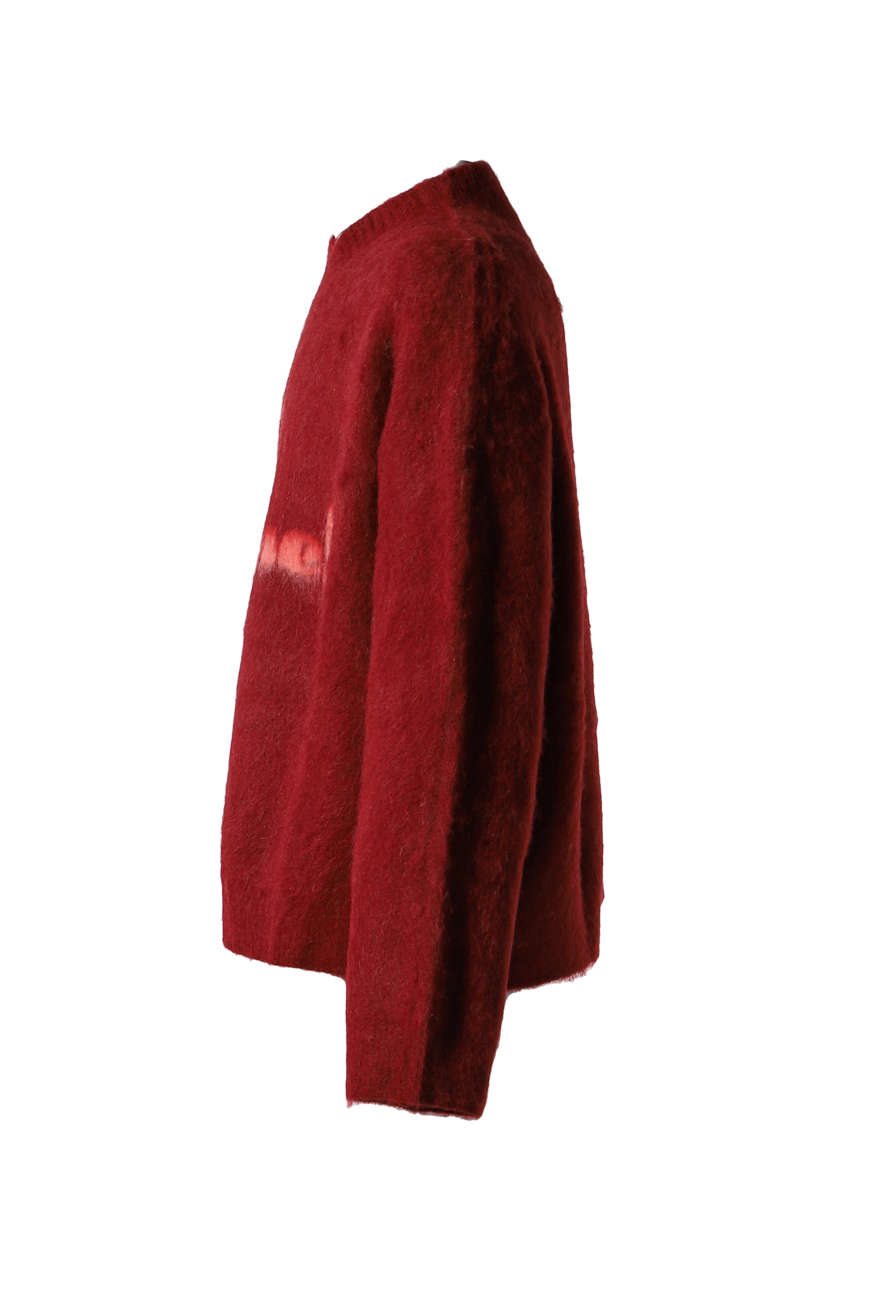 BRUSHED MOHAIR V-NECK JUMPER / RED BUR RED