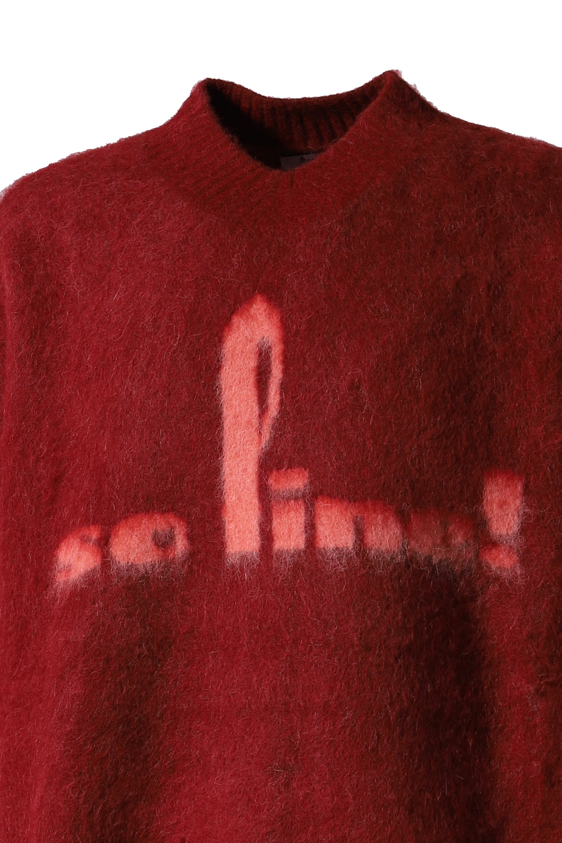 BRUSHED MOHAIR V-NECK JUMPER / RED BUR RED