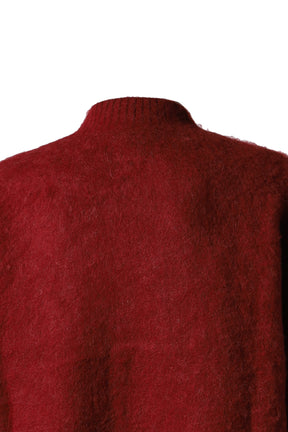 BRUSHED MOHAIR V-NECK JUMPER / RED BUR RED