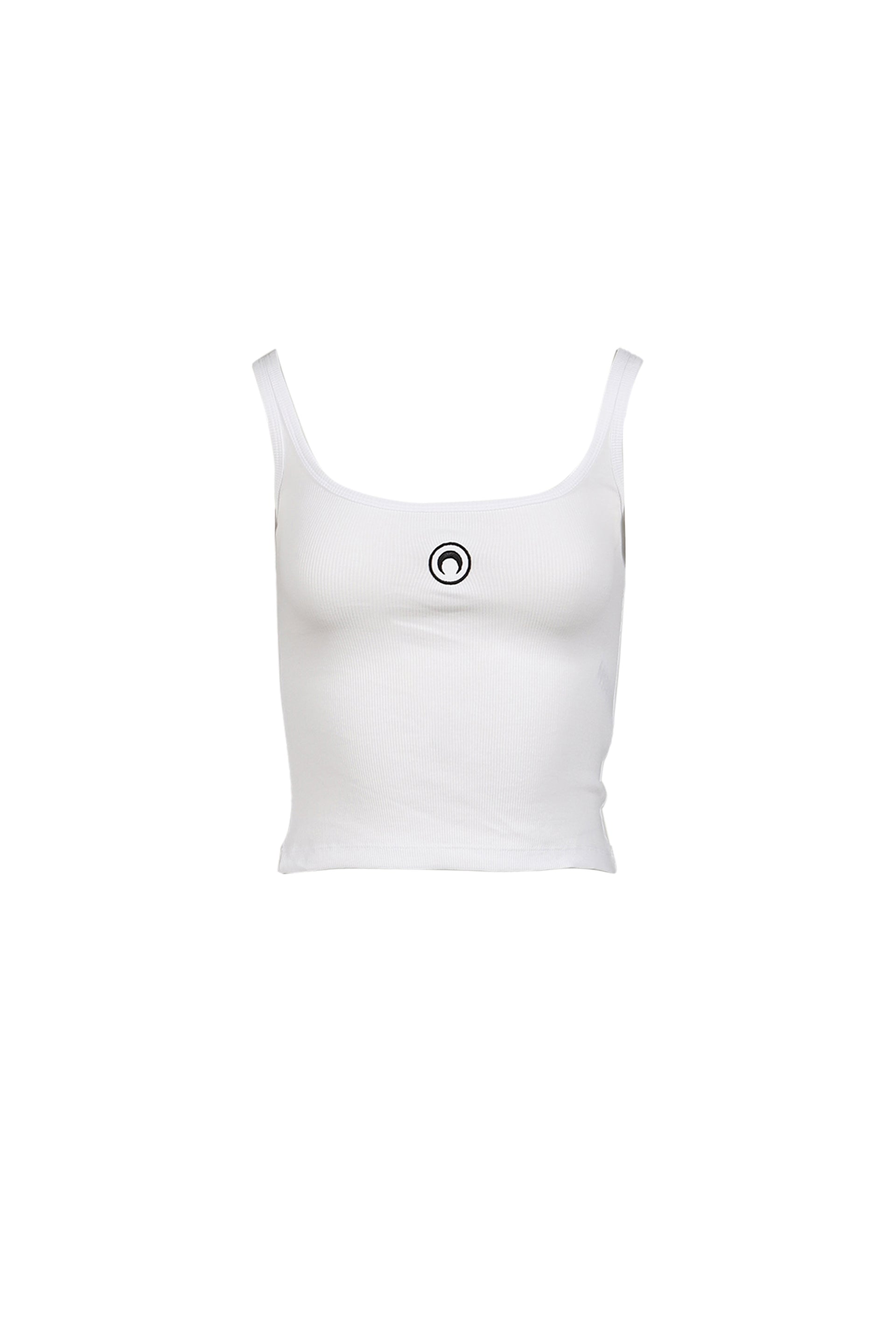 MOON LOGO RIBBED JERSEY CROP TANK TOP / WHT