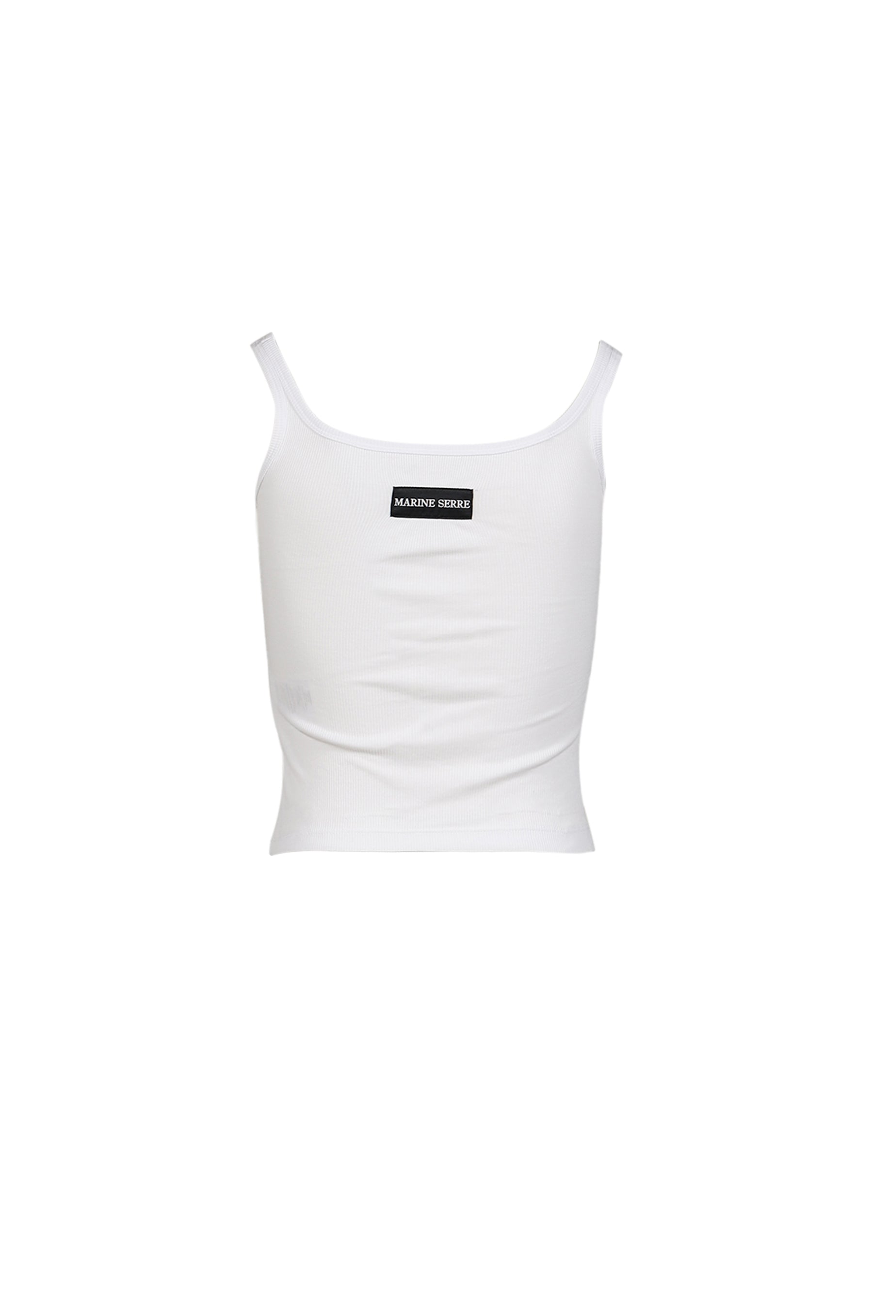 MOON LOGO RIBBED JERSEY CROP TANK TOP / WHT
