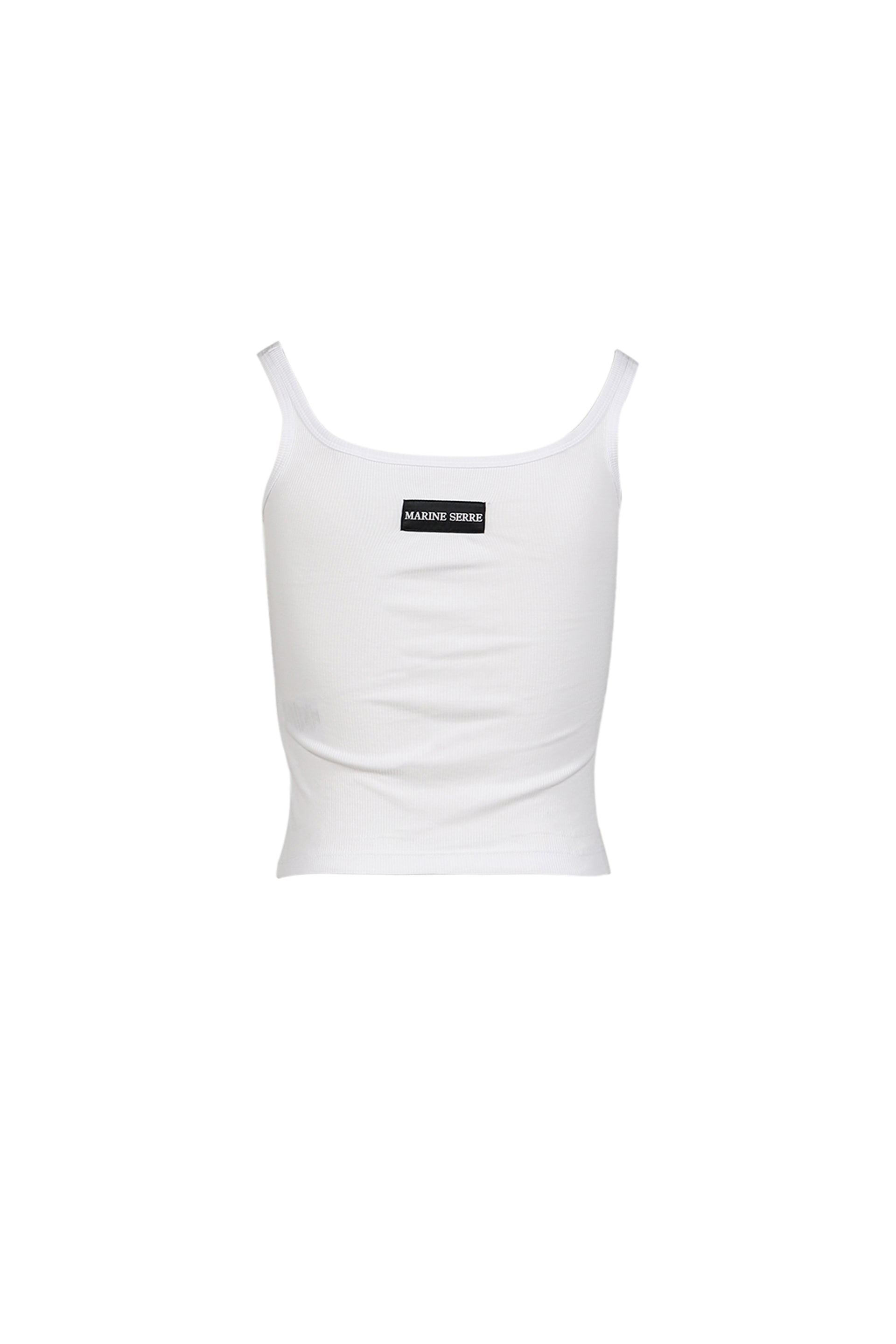 MOON LOGO RIBBED JERSEY CROP TANK TOP / WHT