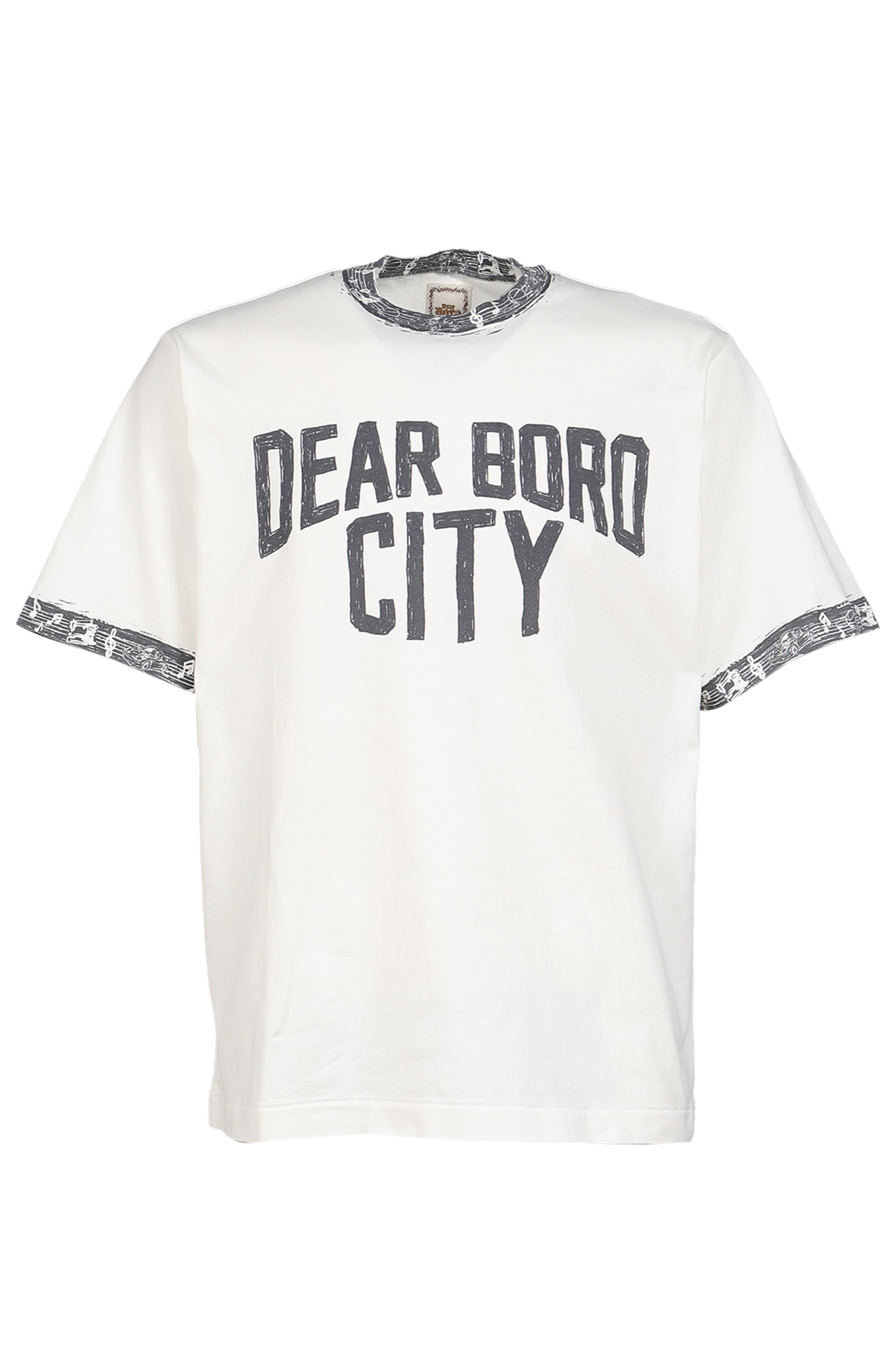 DEAR BORO INDIGO RINGER TEE / WHT