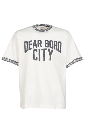 DEAR BORO INDIGO RINGER TEE / WHT