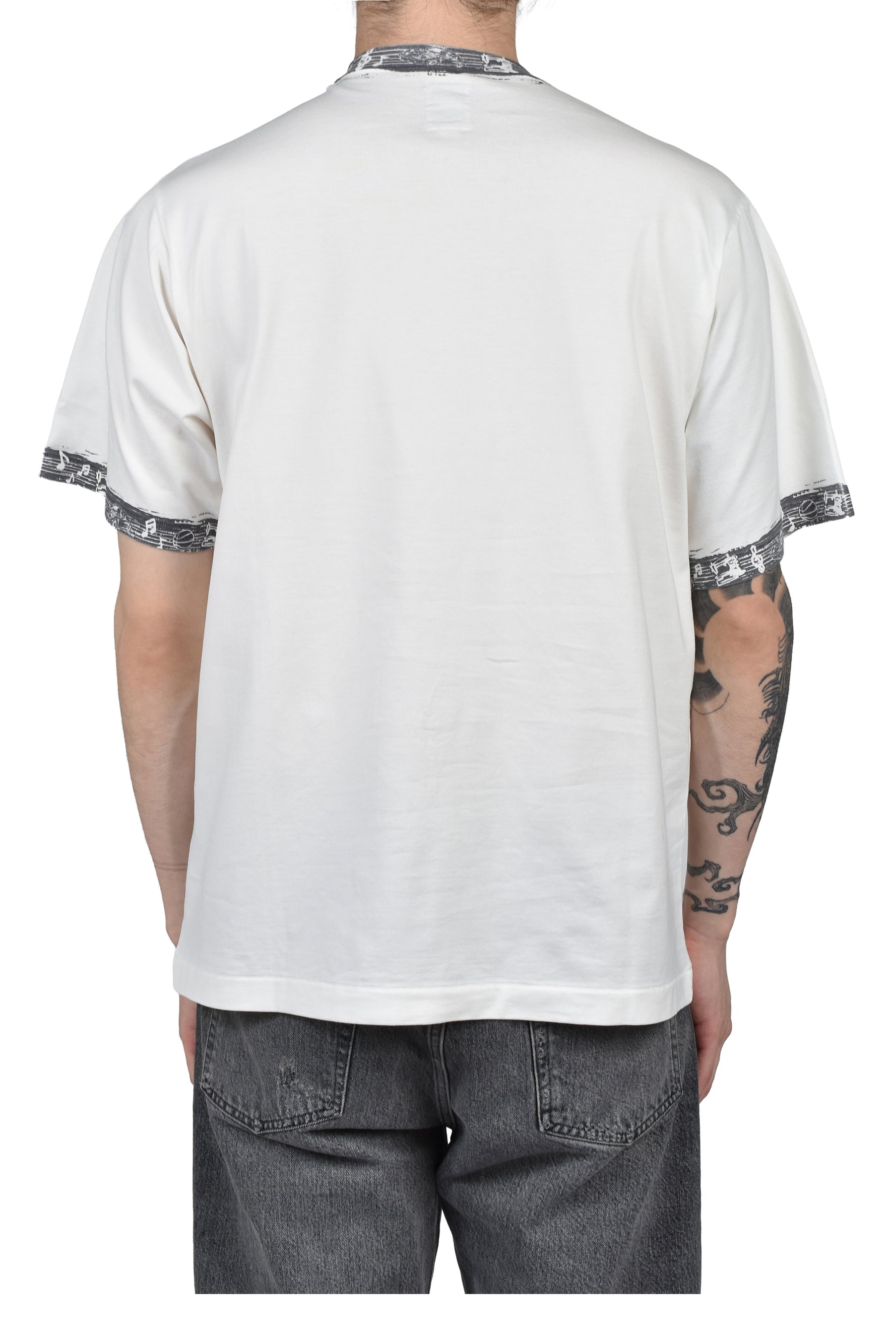 DEAR BORO INDIGO RINGER TEE / WHT
