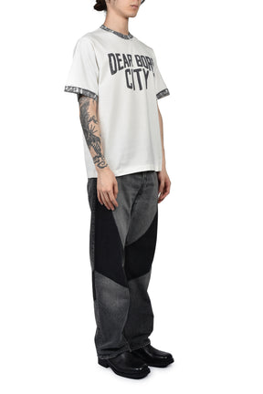 DEAR BORO INDIGO RINGER TEE / WHT