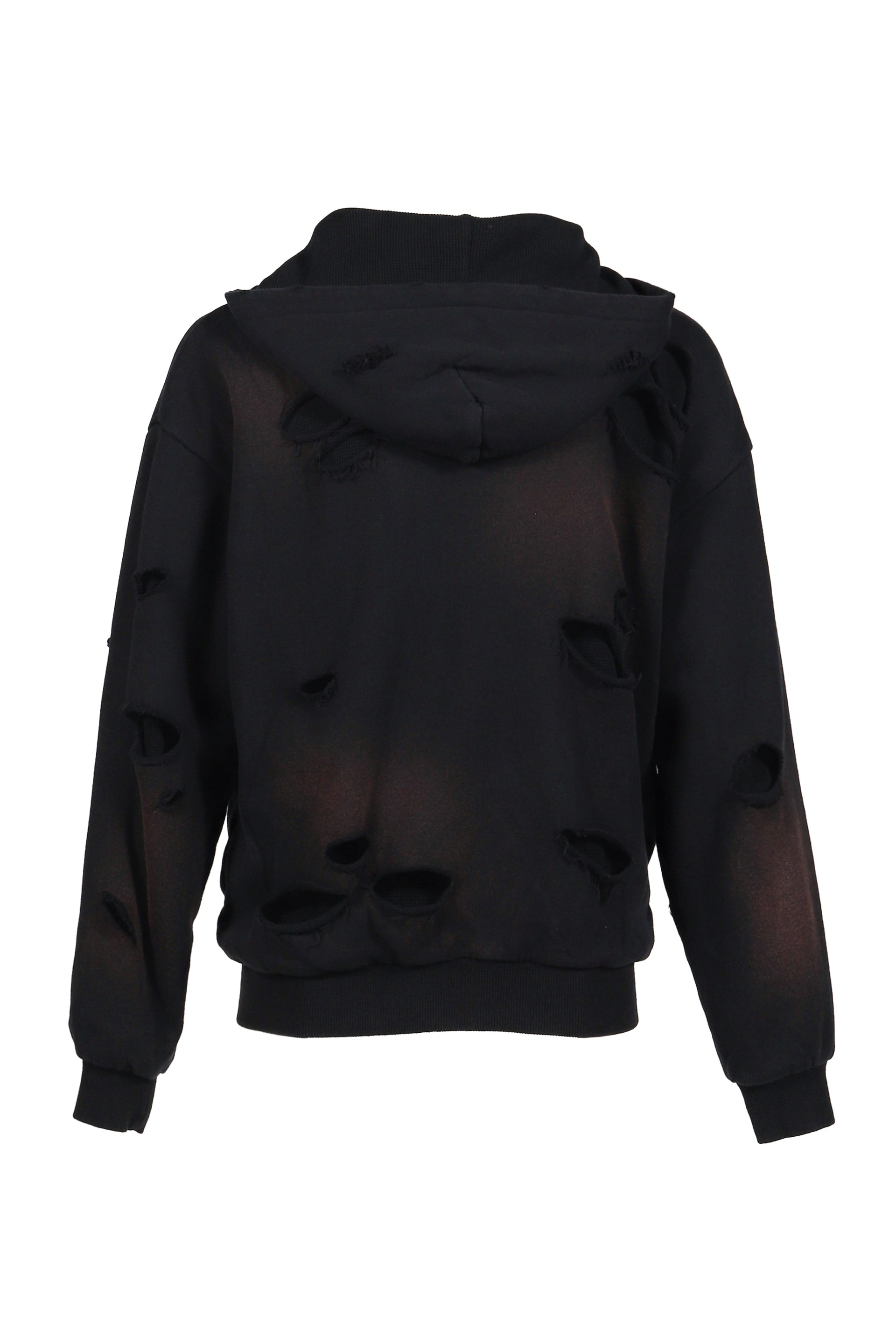 THERMAL LAYERED ZIP HOODIE / BLK