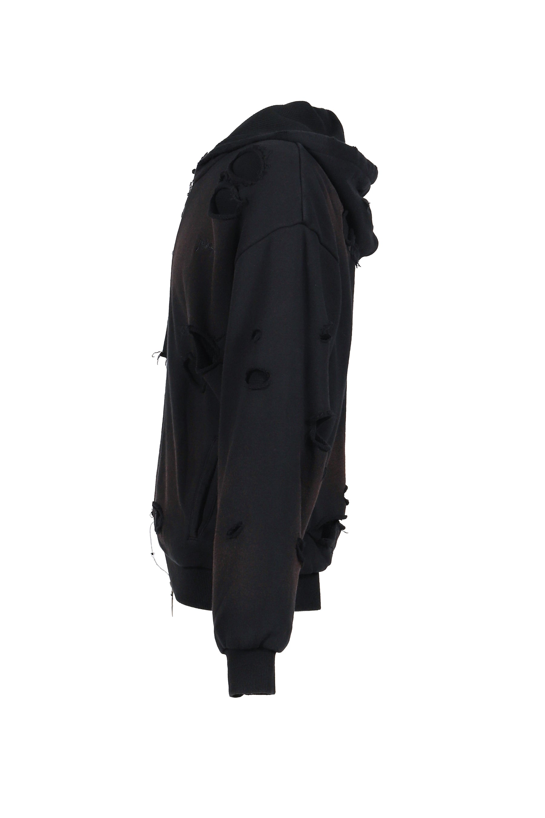 THERMAL LAYERED ZIP HOODIE / BLK