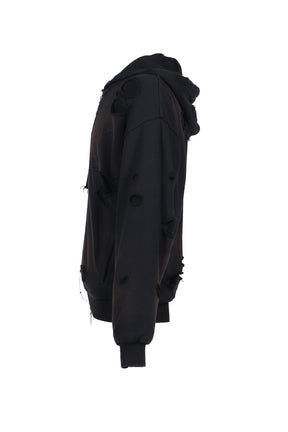 THERMAL LAYERED ZIP HOODIE / BLK