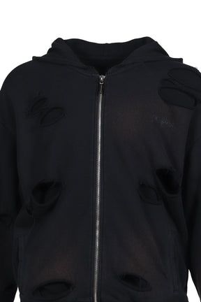 THERMAL LAYERED ZIP HOODIE / BLK