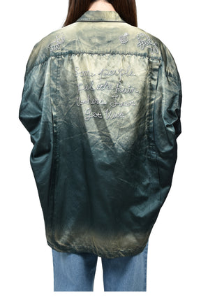 SUN FADE H/S SATIN SHIRTS / D.GRN