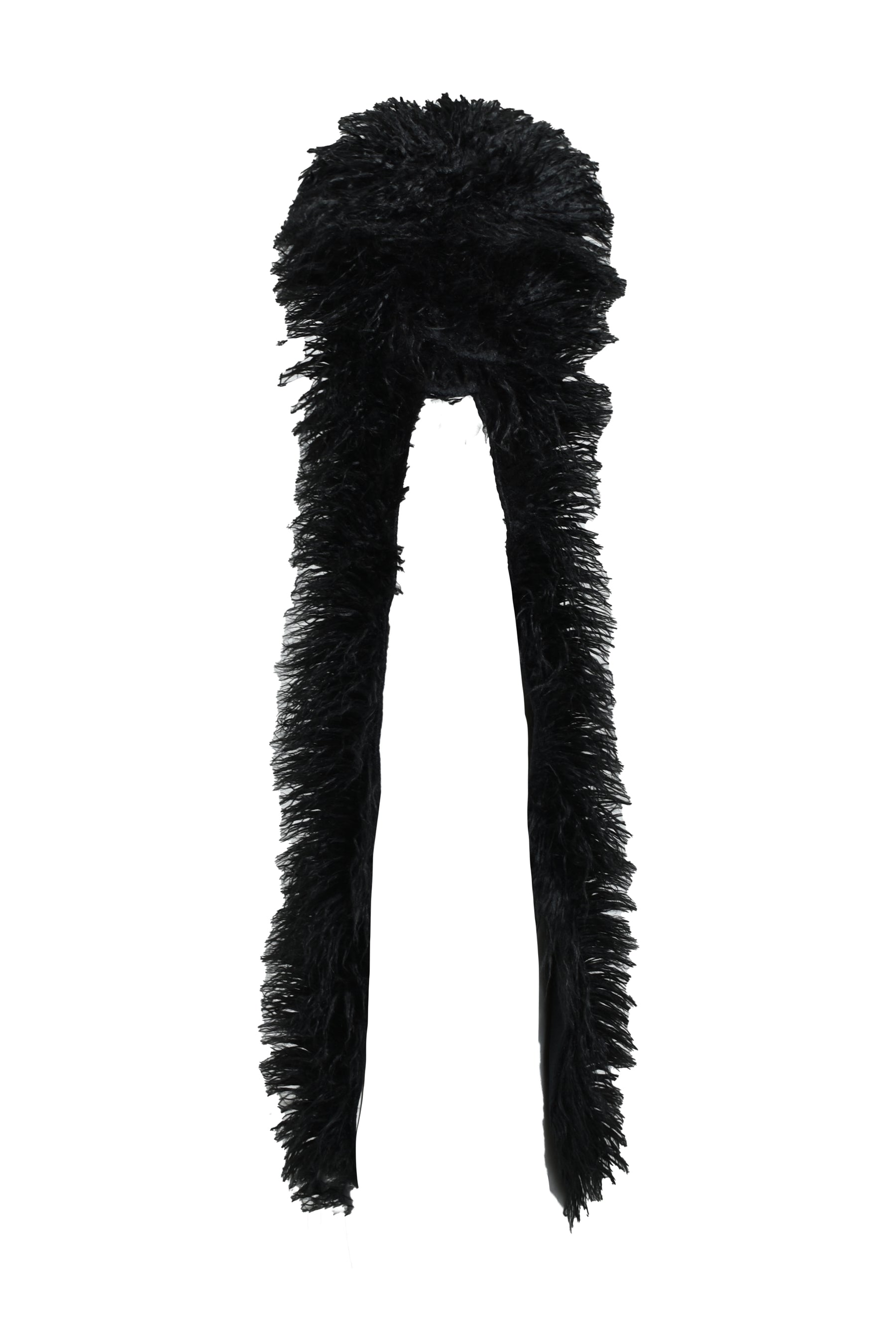 HAIRY FUR SCARF CAP / BLK