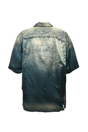 SUN FADE H/S SATIN SHIRTS / D.GRN