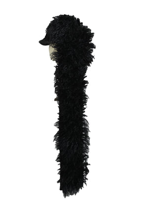 HAIRY FUR SCARF CAP / BLK