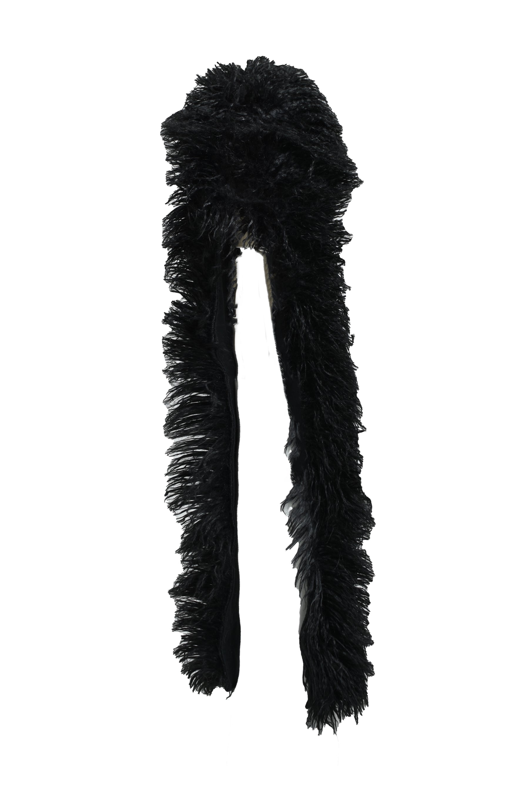 HAIRY FUR SCARF CAP / BLK