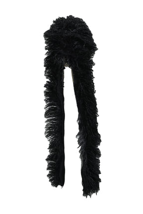 HAIRY FUR SCARF CAP / BLK