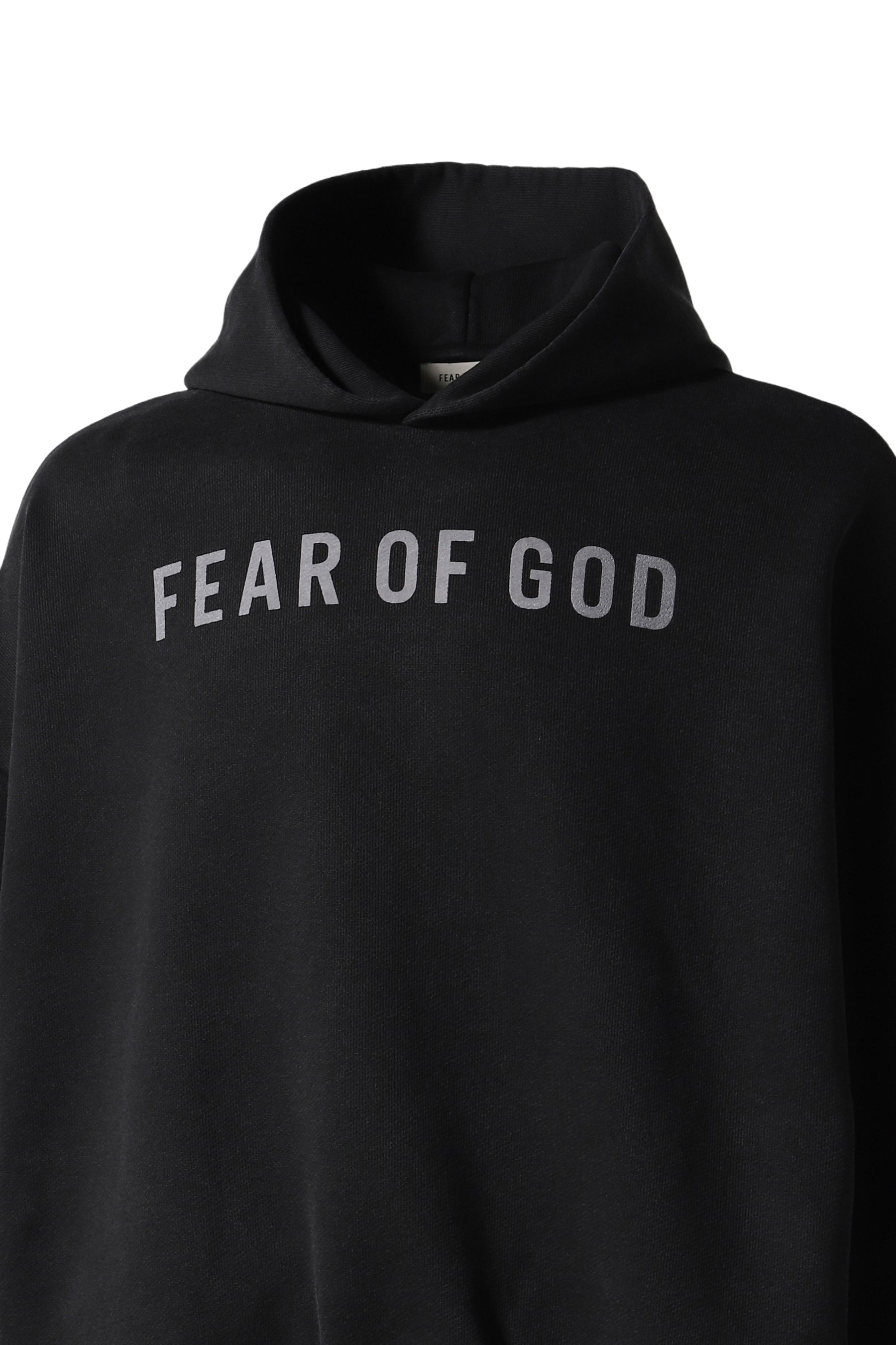 OVERLAPPED HOODIE - FEAR OF GOD LOGO GREY PRINT / BLK