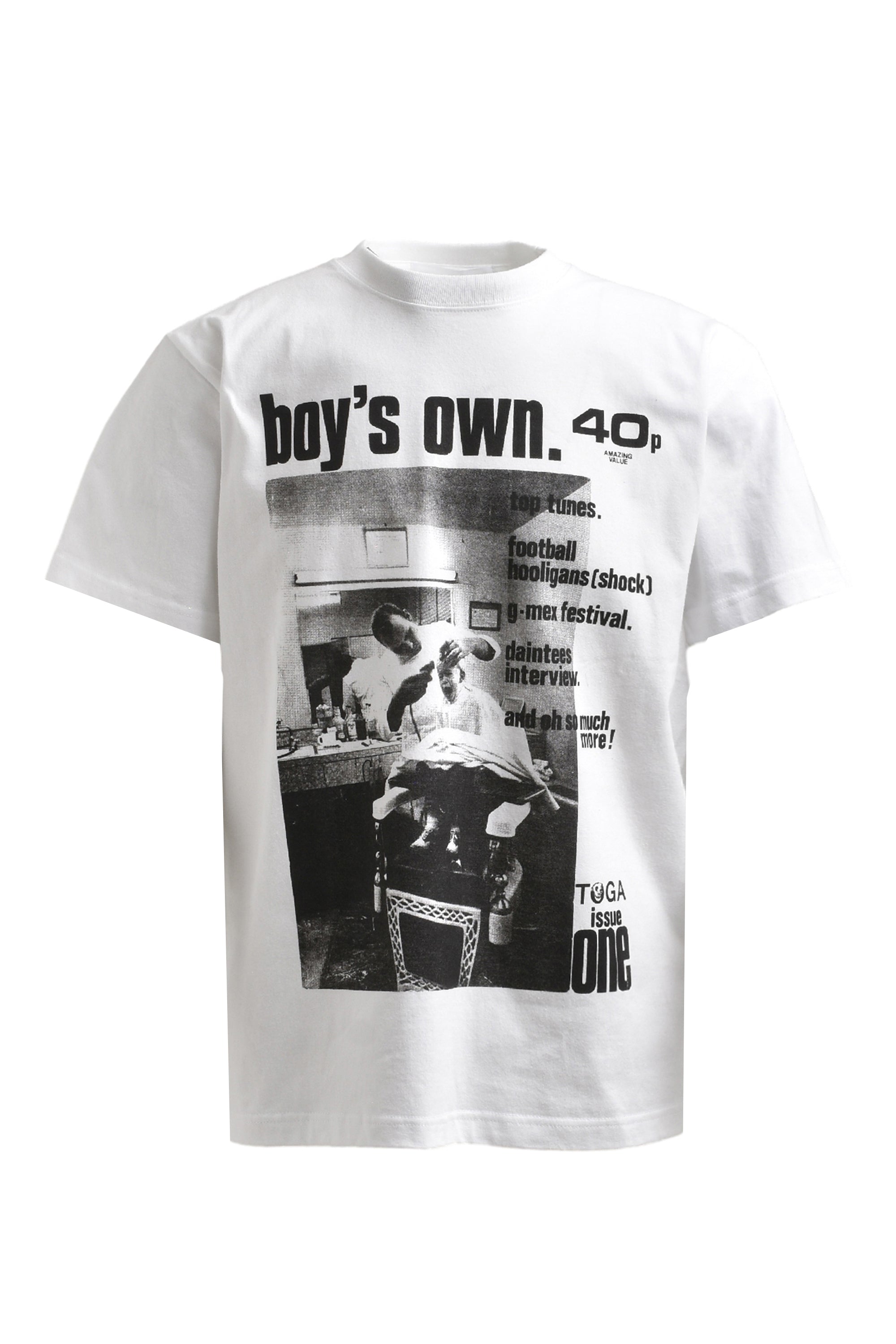 TOGA トーガ SS24 PRINT T-SHIRT ISSUE ONE BOY'S OWN SP / WHT - NUBIAN