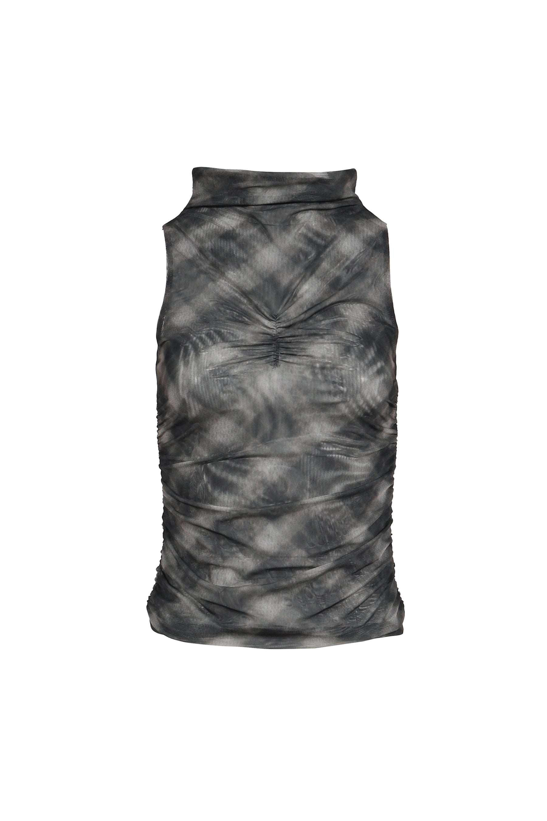 HALF NECK SHIRRING SLEEVELESS / CHECK