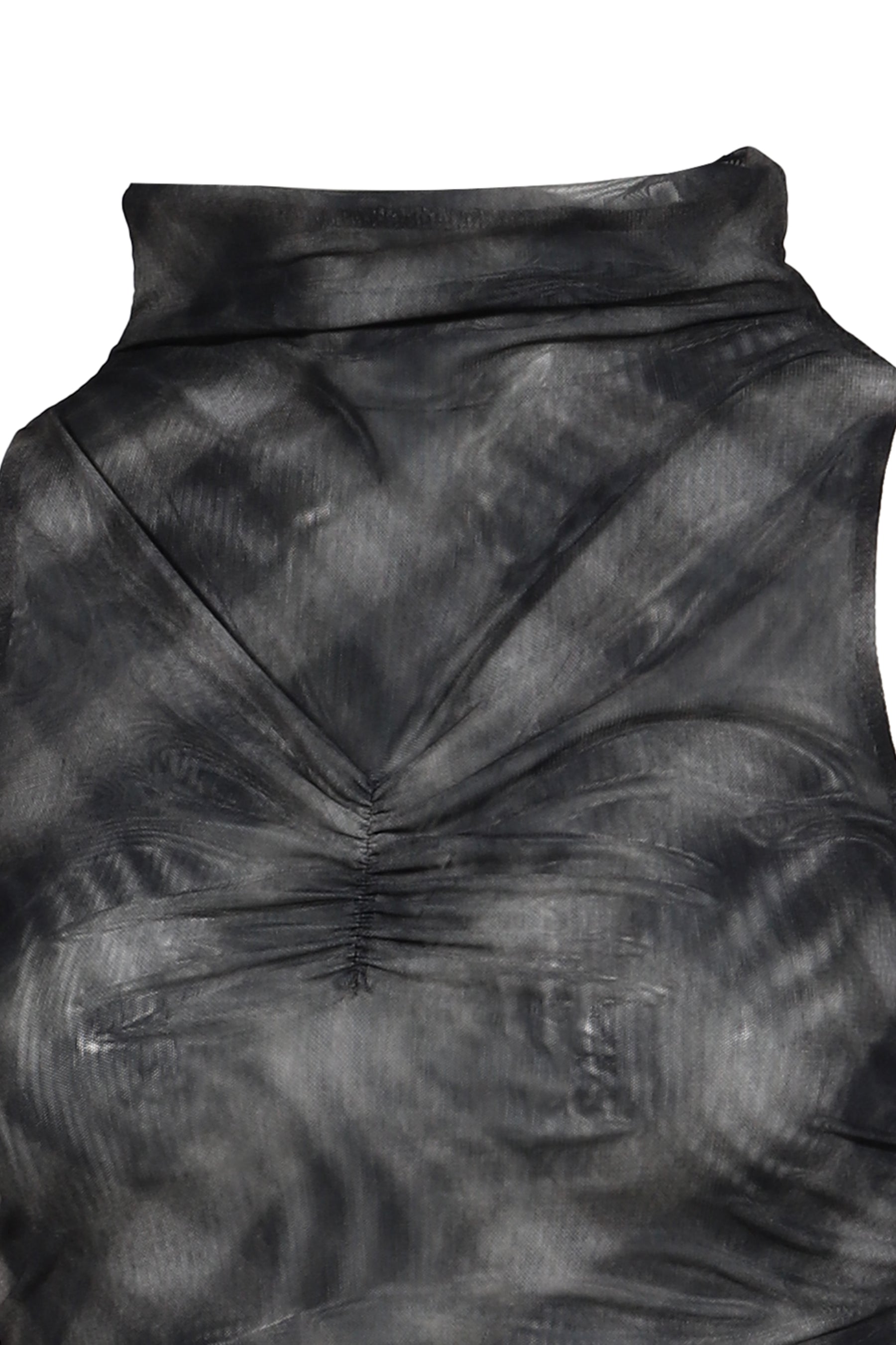 HALF NECK SHIRRING SLEEVELESS / CHECK