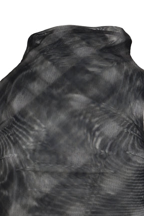 HALF NECK SHIRRING SLEEVELESS / CHECK