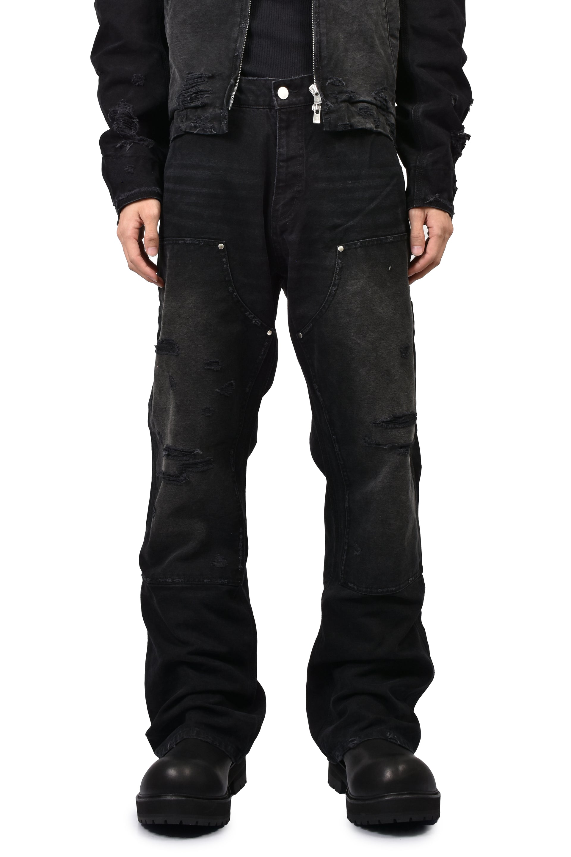 DIRTY DOUBLE KNEE FLARE / FADED BLK