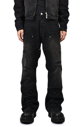 DIRTY DOUBLE KNEE FLARE / FADED BLK