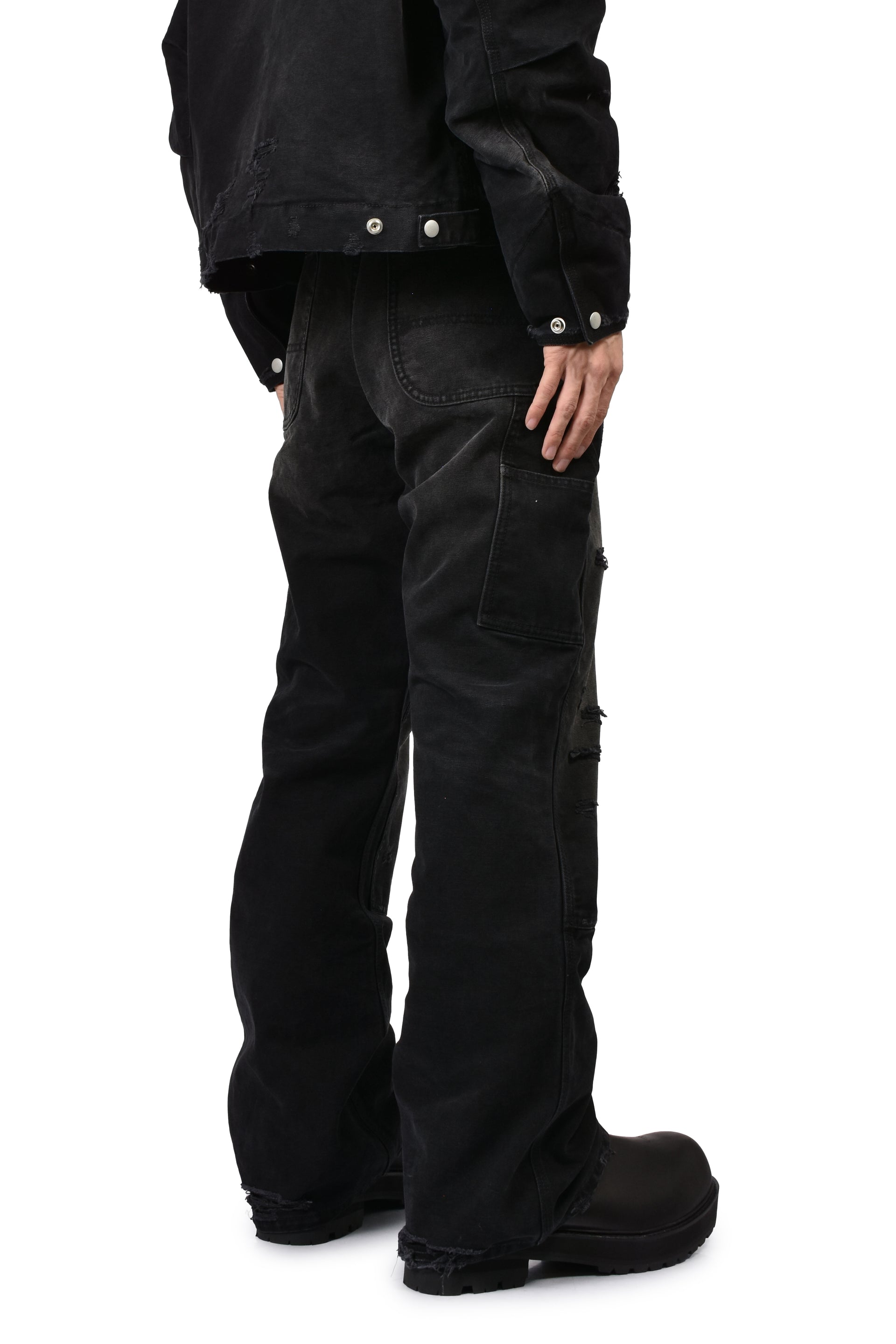 DIRTY DOUBLE KNEE FLARE / FADED BLK